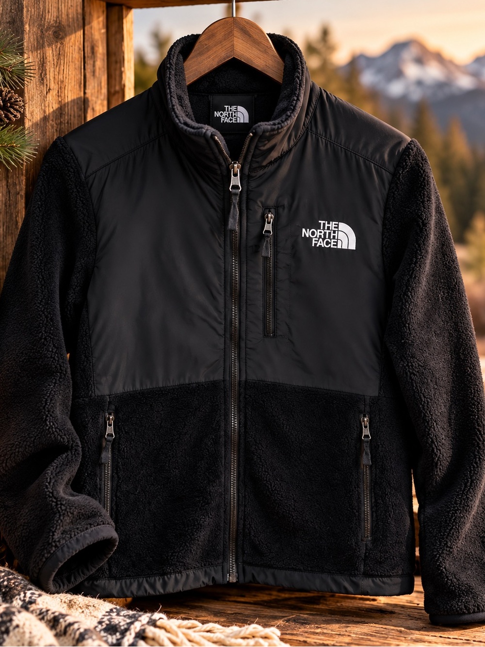 The North Face Women’s Polartec Denali Fleece Black Jacket Nylon Overlays Size S